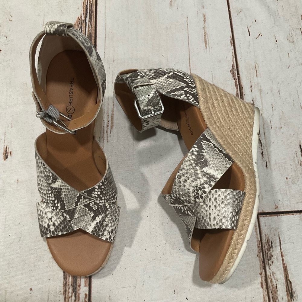 TREASURE & BOND POPPY ESPADRILLE WEDGE SNAKE PRINT WEDGE SANDALS